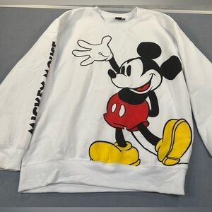 Disney  Mickey Mouse White Fleece Sweatshirt Size XL
